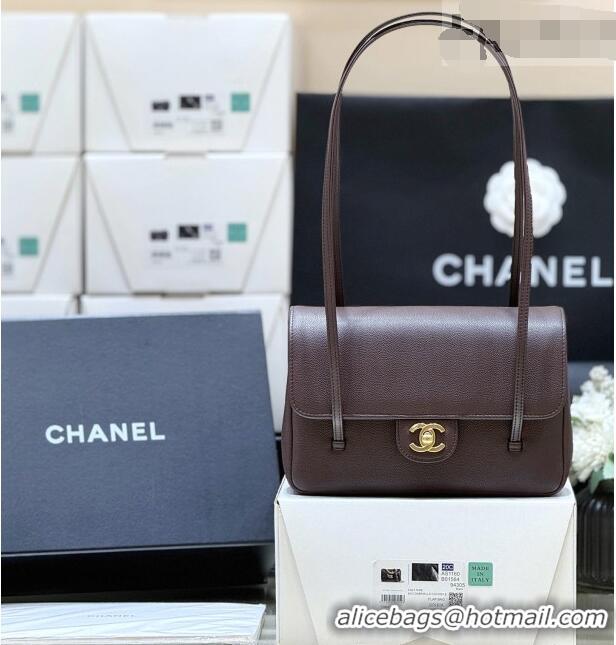 Buy Cheap Chanel Small Flap Bag in Grained Shiny Calfskin AS6130 Red Brown Spring-Summer 2026 Top Quality