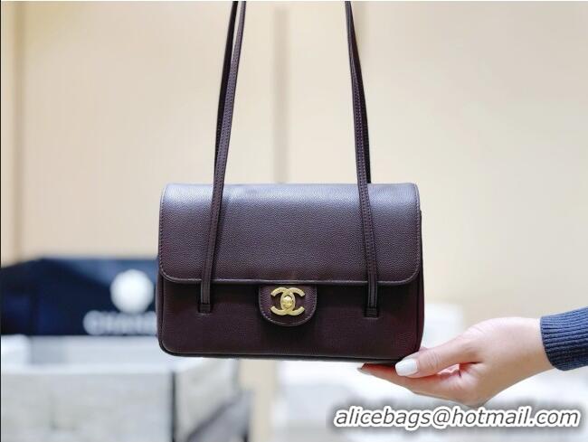 Buy Cheap Chanel Small Flap Bag in Grained Shiny Calfskin AS6130 Red Brown Spring-Summer 2026 Top Quality