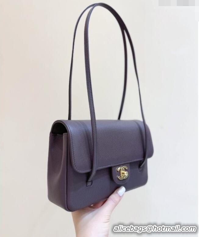 Buy Cheap Chanel Small Flap Bag in Grained Shiny Calfskin AS6130 Red Brown Spring-Summer 2026 Top Quality