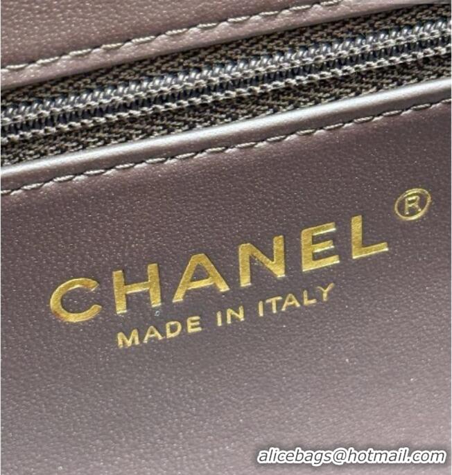 Buy Cheap Chanel Small Flap Bag in Grained Shiny Calfskin AS6130 Red Brown Spring-Summer 2026 Top Quality