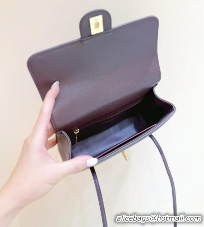 Buy Cheap Chanel Small Flap Bag in Grained Shiny Calfskin AS6130 Red Brown Spring-Summer 2026 Top Quality