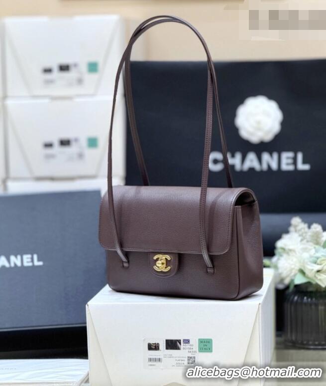 Buy Cheap Chanel Small Flap Bag in Grained Shiny Calfskin AS6130 Red Brown Spring-Summer 2026 Top Quality
