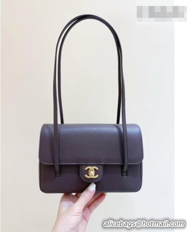 Buy Cheap Chanel Small Flap Bag in Grained Shiny Calfskin AS6130 Red Brown Spring-Summer 2026 Top Quality