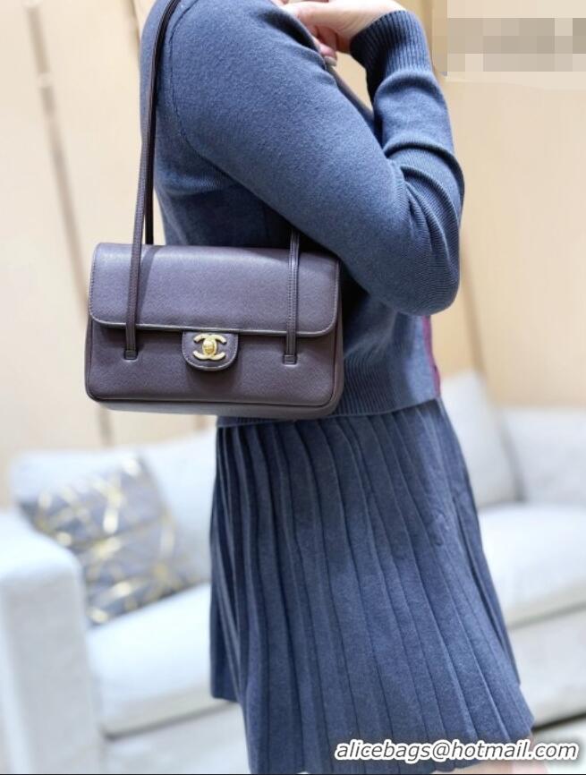 Buy Cheap Chanel Small Flap Bag in Grained Shiny Calfskin AS6130 Red Brown Spring-Summer 2026 Top Quality