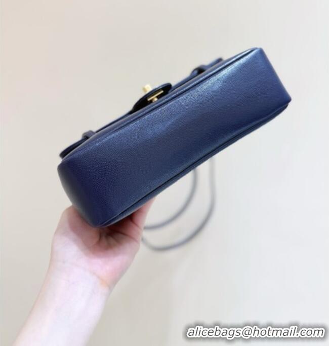 Promotional Chanel Small Flap Bag in Grained Shiny Calfskin AS6130 Deep Blue Spring-Summer 2026 Top Quality