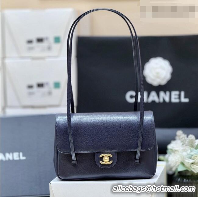 Promotional Chanel Small Flap Bag in Grained Shiny Calfskin AS6130 Deep Blue Spring-Summer 2026 Top Quality