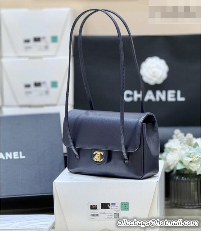 Promotional Chanel Small Flap Bag in Grained Shiny Calfskin AS6130 Deep Blue Spring-Summer 2026 Top Quality