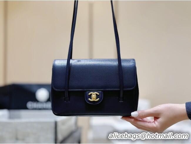 Promotional Chanel Small Flap Bag in Grained Shiny Calfskin AS6130 Deep Blue Spring-Summer 2026 Top Quality
