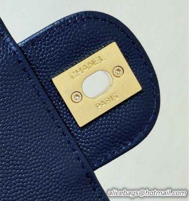 Promotional Chanel Small Flap Bag in Grained Shiny Calfskin AS6130 Deep Blue Spring-Summer 2026 Top Quality