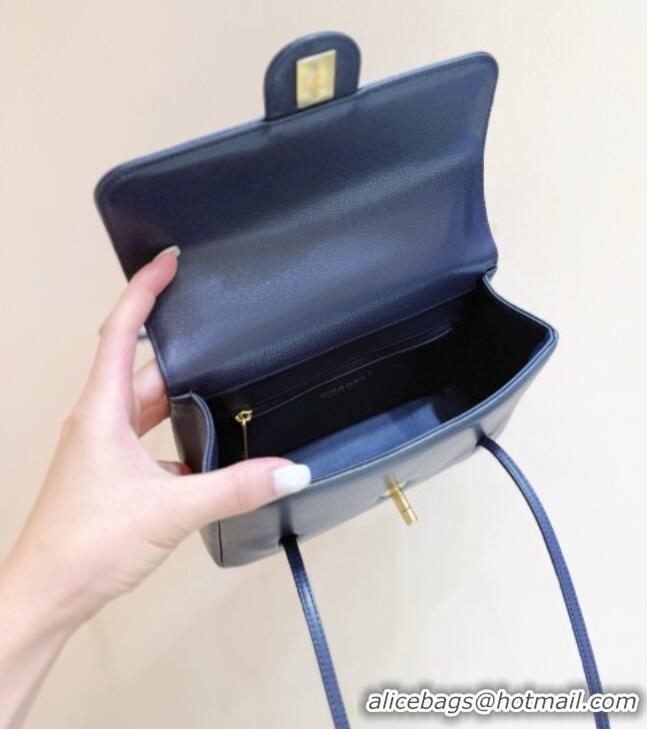 Promotional Chanel Small Flap Bag in Grained Shiny Calfskin AS6130 Deep Blue Spring-Summer 2026 Top Quality