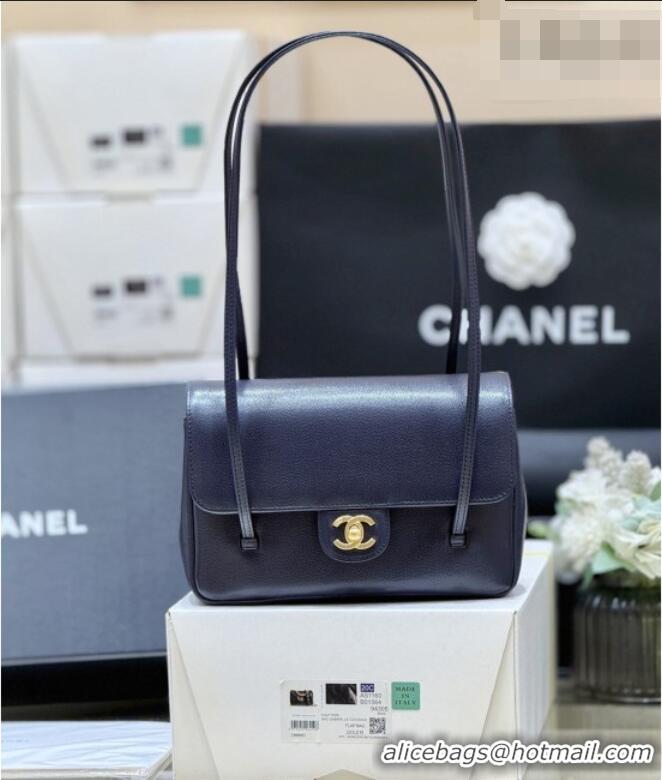 Promotional Chanel Small Flap Bag in Grained Shiny Calfskin AS6130 Deep Blue Spring-Summer 2026 Top Quality