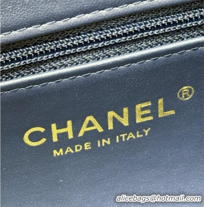 Promotional Chanel Small Flap Bag in Grained Shiny Calfskin AS6130 Deep Blue Spring-Summer 2026 Top Quality