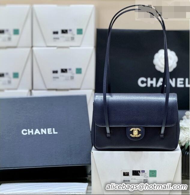 Promotional Chanel Small Flap Bag in Grained Shiny Calfskin AS6130 Deep Blue Spring-Summer 2026 Top Quality