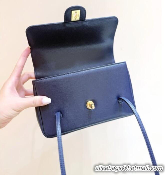 Promotional Chanel Small Flap Bag in Grained Shiny Calfskin AS6130 Deep Blue Spring-Summer 2026 Top Quality