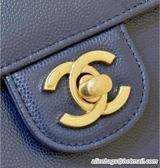 Promotional Chanel Small Flap Bag in Grained Shiny Calfskin AS6130 Deep Blue Spring-Summer 2026 Top Quality