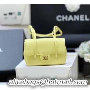 Discount Chanel Grained Shiny Calfskin Clutch with Leather Strap AP5068 Yellow 2026 Top Quality
