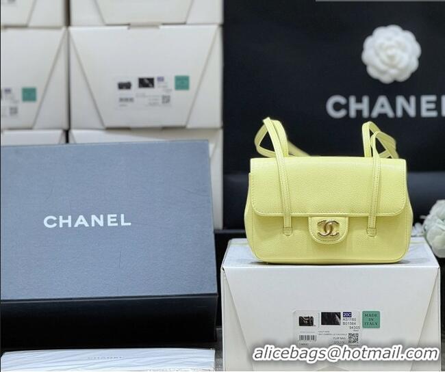 Discount Chanel Grained Shiny Calfskin Clutch with Leather Strap AP5068 Yellow 2026 Top Quality