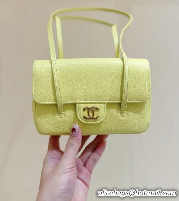 Discount Chanel Grained Shiny Calfskin Clutch with Leather Strap AP5068 Yellow 2026 Top Quality