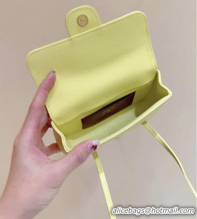 Discount Chanel Grained Shiny Calfskin Clutch with Leather Strap AP5068 Yellow 2026 Top Quality