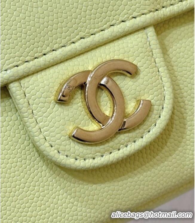 Discount Chanel Grained Shiny Calfskin Clutch with Leather Strap AP5068 Yellow 2026 Top Quality