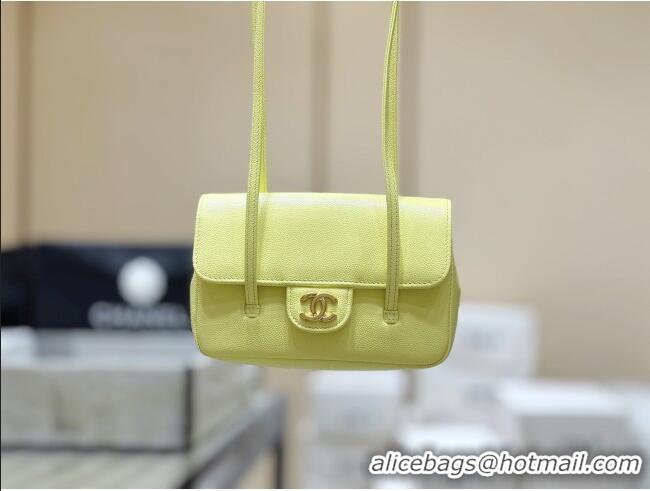 Discount Chanel Grained Shiny Calfskin Clutch with Leather Strap AP5068 Yellow 2026 Top Quality