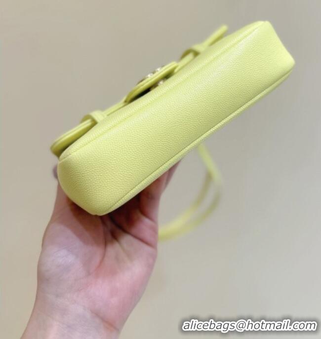 Discount Chanel Grained Shiny Calfskin Clutch with Leather Strap AP5068 Yellow 2026 Top Quality