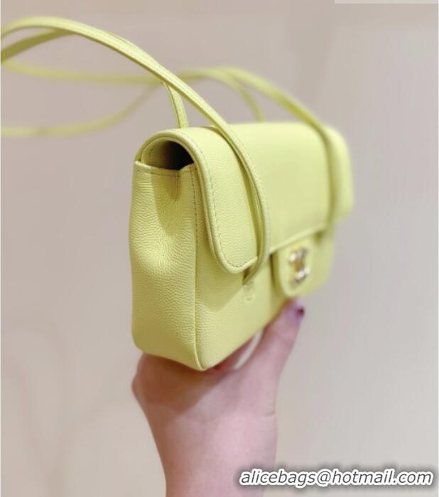 Discount Chanel Grained Shiny Calfskin Clutch with Leather Strap AP5068 Yellow 2026 Top Quality