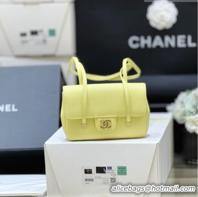 Discount Chanel Grained Shiny Calfskin Clutch with Leather Strap AP5068 Yellow 2026 Top Quality
