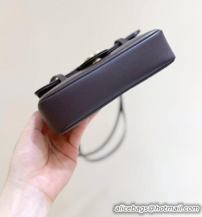 Best Price Chanel Grained Shiny Calfskin Clutch with Leather Strap AP5068 Red Brown 2026 Top Quality