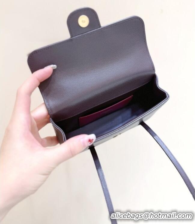 Best Price Chanel Grained Shiny Calfskin Clutch with Leather Strap AP5068 Red Brown 2026 Top Quality