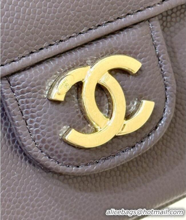 Best Price Chanel Grained Shiny Calfskin Clutch with Leather Strap AP5068 Red Brown 2026 Top Quality