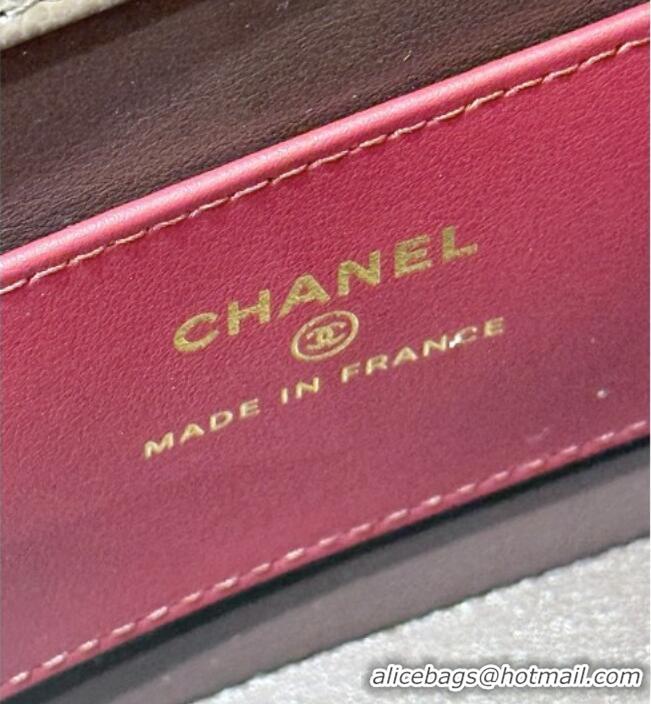 Best Price Chanel Grained Shiny Calfskin Clutch with Leather Strap AP5068 Red Brown 2026 Top Quality