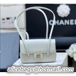 Classic Chanel Grained Shiny Calfskin Clutch with Leather Strap AP5068 Light Blue 2026 Top Quality