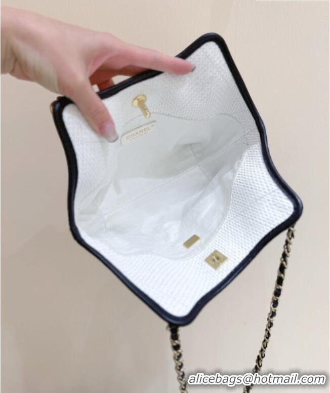 Famous Brand Chanel Braided Straw Small Shopping Tote Bag AS6015 White 2026 Top Quality