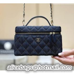 Market Sells Chanel Quilted Denim Vanity Bag with Chain AP4385 Blue 2026 Top Quality