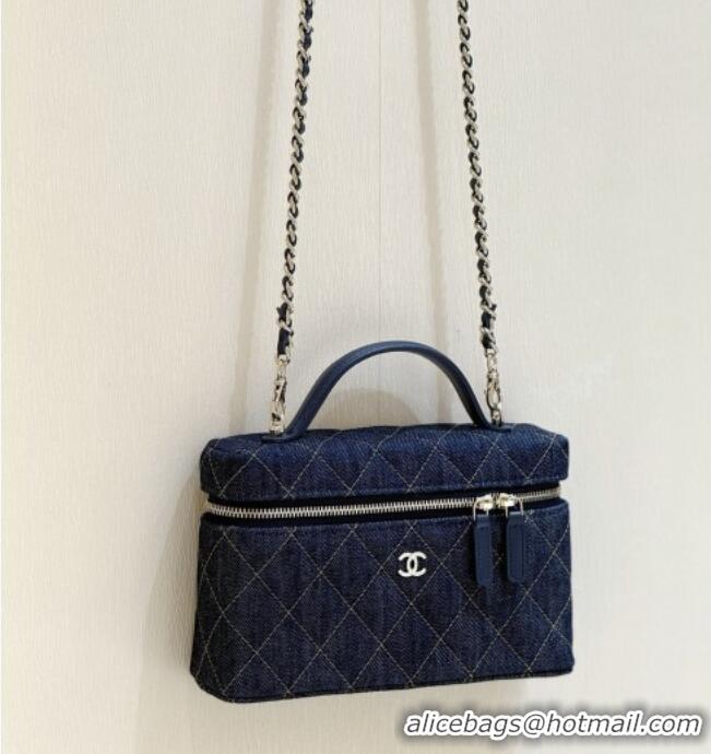Market Sells Chanel Quilted Denim Vanity Bag with Chain AP4385 Blue 2026 Top Quality