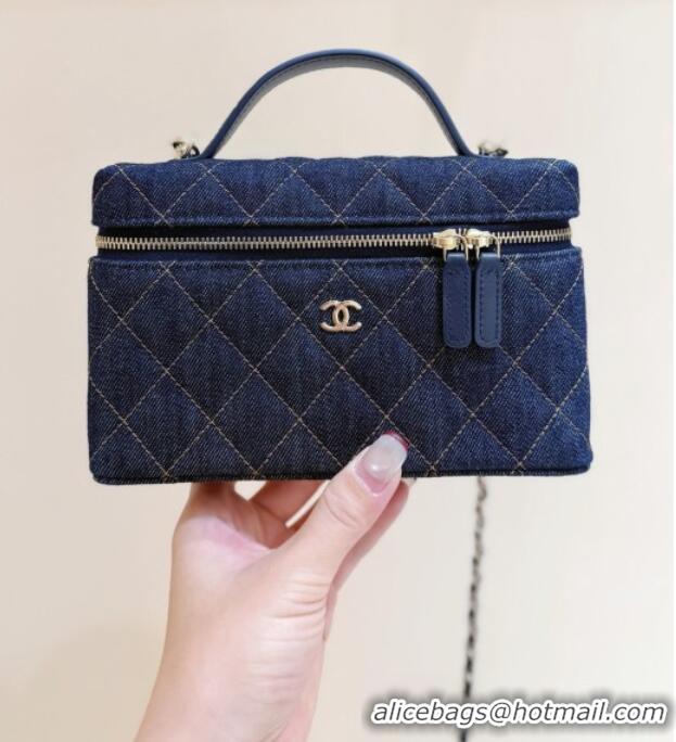 Market Sells Chanel Quilted Denim Vanity Bag with Chain AP4385 Blue 2026 Top Quality