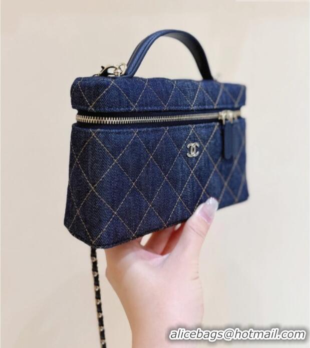 Market Sells Chanel Quilted Denim Vanity Bag with Chain AP4385 Blue 2026 Top Quality