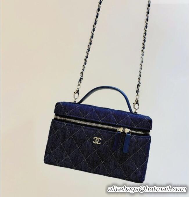 Market Sells Chanel Quilted Denim Vanity Bag with Chain AP4385 Blue 2026 Top Quality