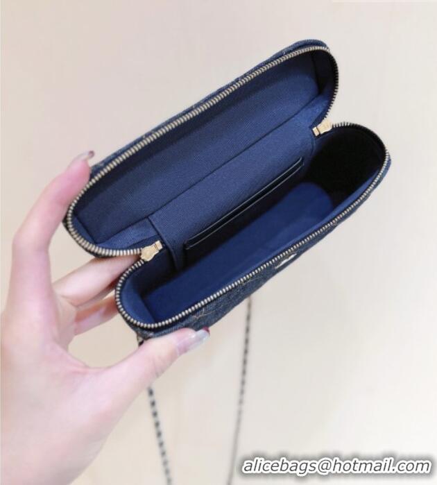 Market Sells Chanel Quilted Denim Vanity Bag with Chain AP4385 Blue 2026 Top Quality