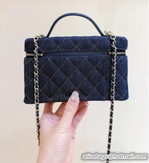 Market Sells Chanel Quilted Denim Vanity Bag with Chain AP4385 Blue 2026 Top Quality