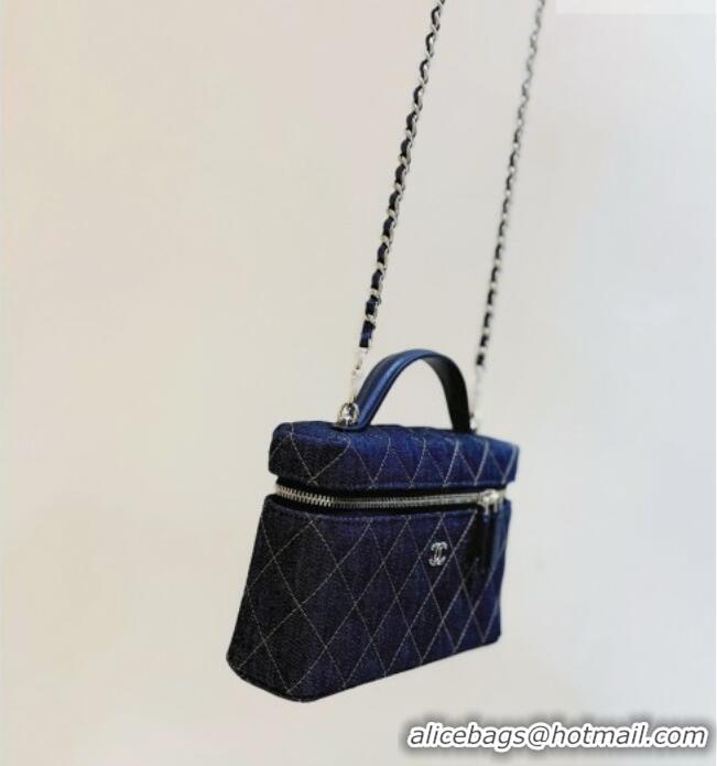 Market Sells Chanel Quilted Denim Vanity Bag with Chain AP4385 Blue 2026 Top Quality