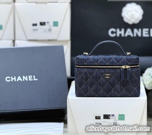Market Sells Chanel Quilted Denim Vanity Bag with Chain AP4385 Blue 2026 Top Quality