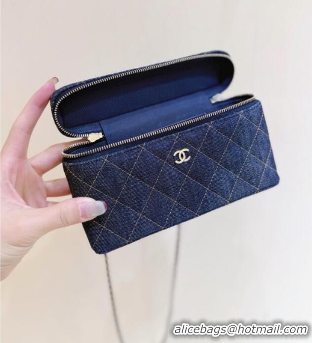 Market Sells Chanel Quilted Denim Vanity Bag with Chain AP4385 Blue 2026 Top Quality