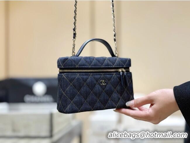 Market Sells Chanel Quilted Denim Vanity Bag with Chain AP4385 Blue 2026 Top Quality