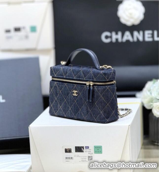 Market Sells Chanel Quilted Denim Vanity Bag with Chain AP4385 Blue 2026 Top Quality