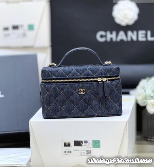 Market Sells Chanel Quilted Denim Vanity Bag with Chain AP4385 Blue 2026 Top Quality