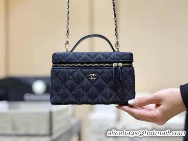 Market Sells Chanel Quilted Denim Vanity Bag with Chain AP4385 Blue 2026 Top Quality