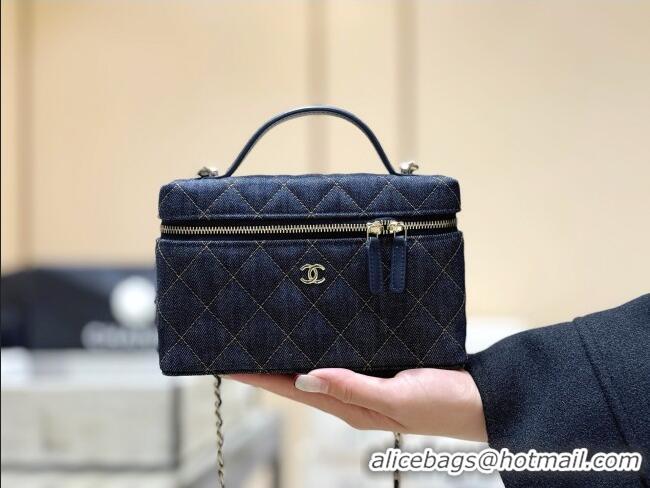 Market Sells Chanel Quilted Denim Vanity Bag with Chain AP4385 Blue 2026 Top Quality
