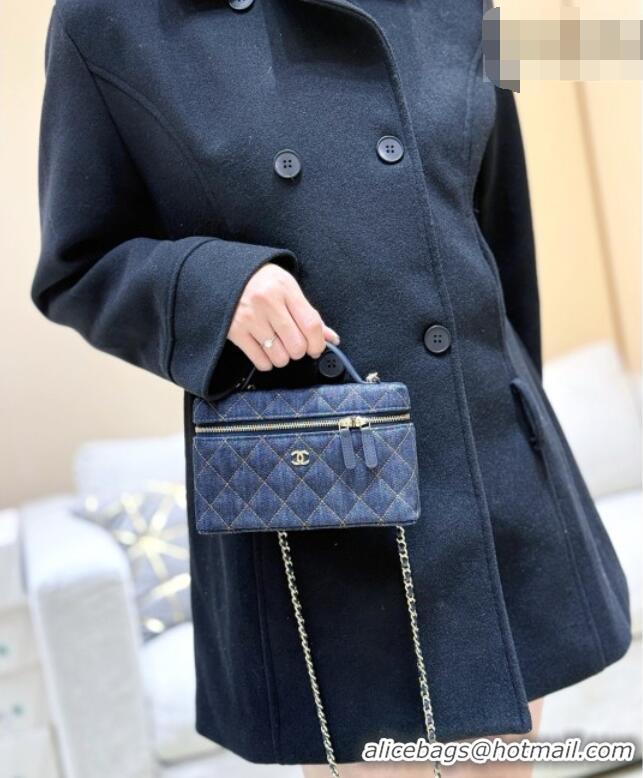 Market Sells Chanel Quilted Denim Vanity Bag with Chain AP4385 Blue 2026 Top Quality